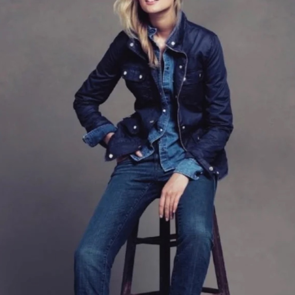 J. Crew Resin-coated twill field jacket Navy Size M